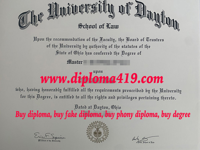 The University of Dayton diploma, The University of Dayton master degree